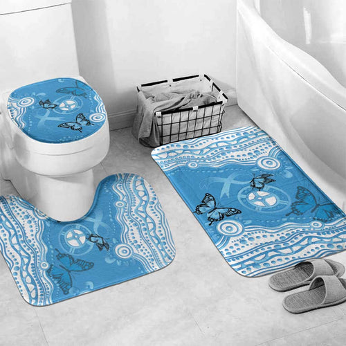 World Diabetes Day Australia Bathroom Set Blue Ribbon Butterfly Aboriginal Art - Aussie Hoodie