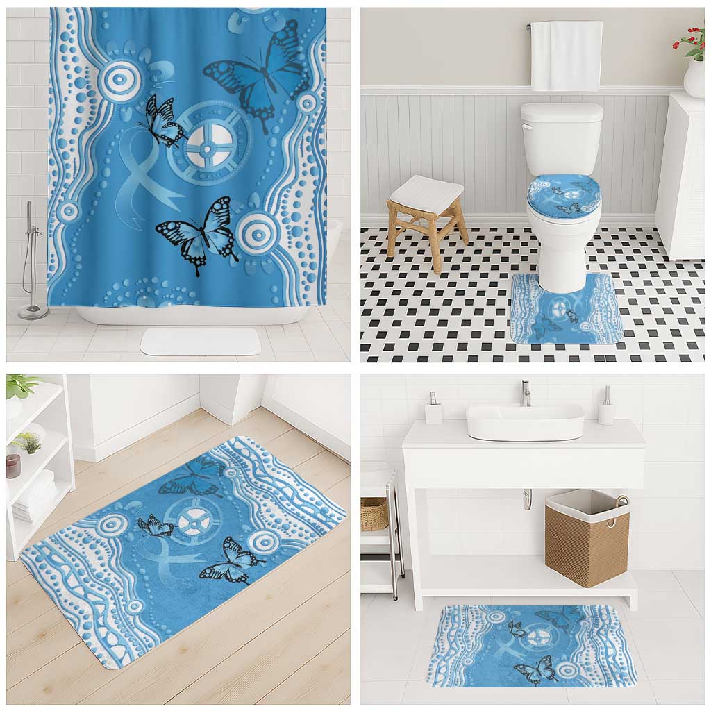 World Diabetes Day Australia Bathroom Set Blue Ribbon Butterfly Aboriginal Art - Aussie Hoodie
