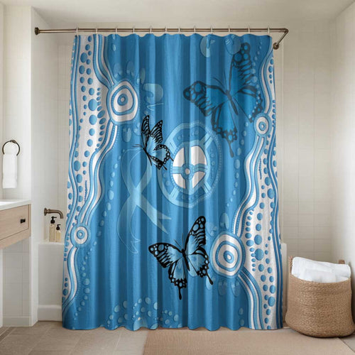 World Diabetes Day Australia Bathroom Set Blue Ribbon Butterfly Aboriginal Art - Aussie Hoodie