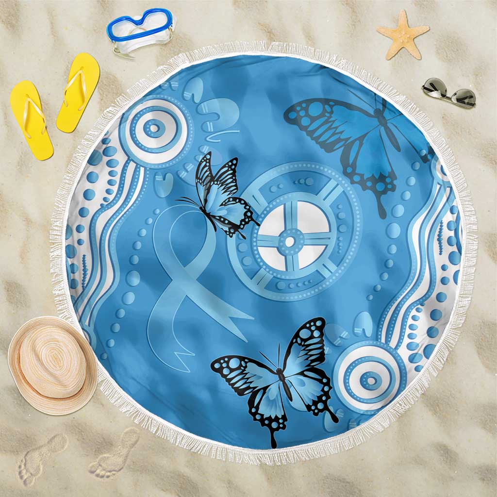 World Diabetes Day Australia Beach Blanket Blue Ribbon Butterfly Aboriginal Art - Aussie Hoodie