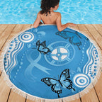 World Diabetes Day Australia Beach Blanket Blue Ribbon Butterfly Aboriginal Art - Aussie Hoodie