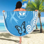 World Diabetes Day Australia Beach Blanket Blue Ribbon Butterfly Aboriginal Art - Aussie Hoodie