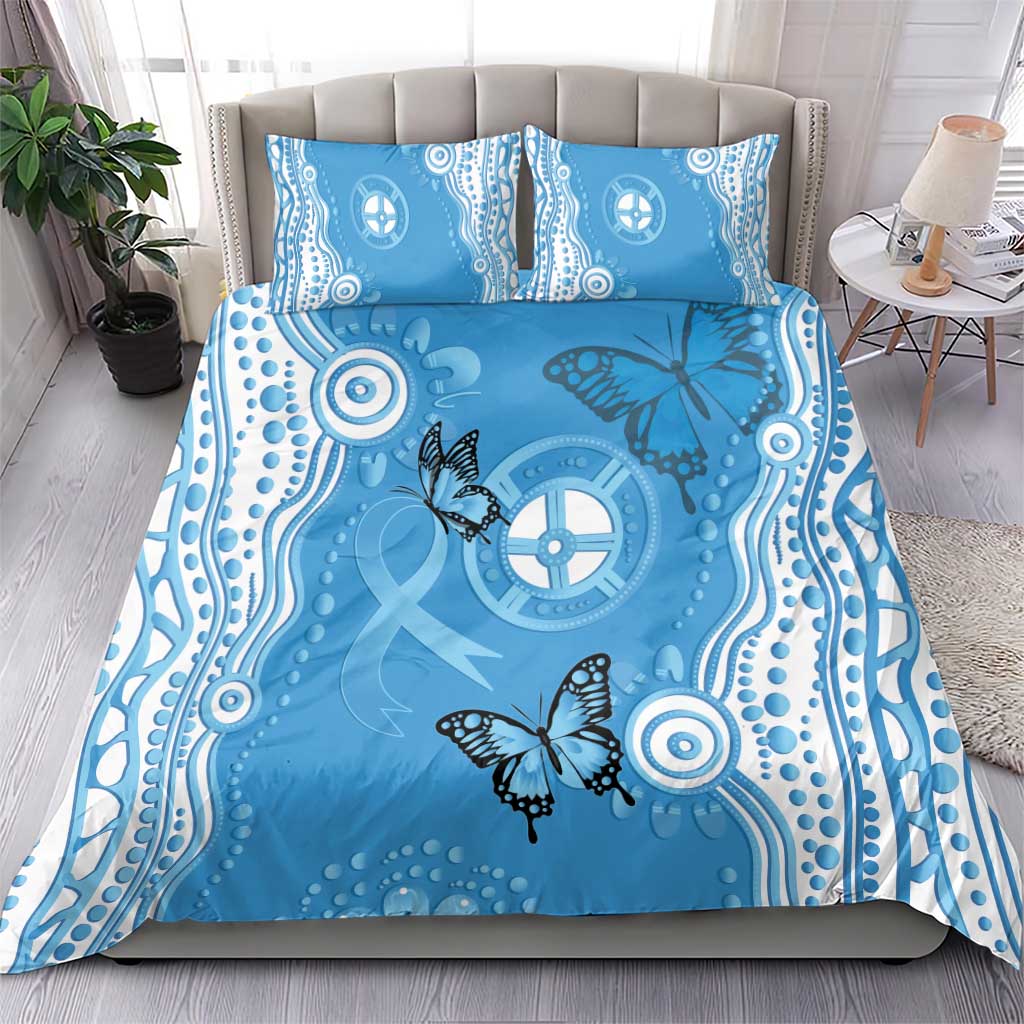 World Diabetes Day Australia Bedding Set Blue Ribbon Butterfly Aboriginal Art - Aussie Hoodie