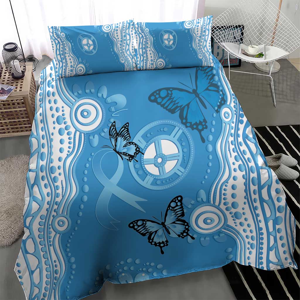 World Diabetes Day Australia Bedding Set Blue Ribbon Butterfly Aboriginal Art - Aussie Hoodie
