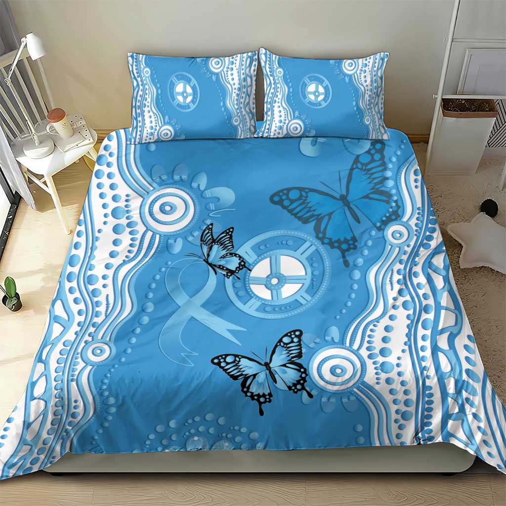World Diabetes Day Australia Bedding Set Blue Ribbon Butterfly Aboriginal Art - Aussie Hoodie