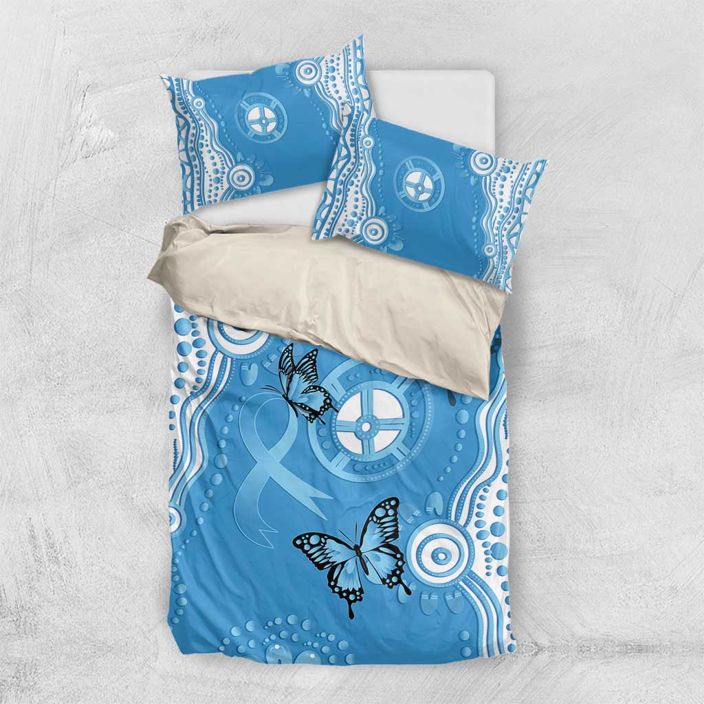 World Diabetes Day Australia Bedding Set Blue Ribbon Butterfly Aboriginal Art - Aussie Hoodie