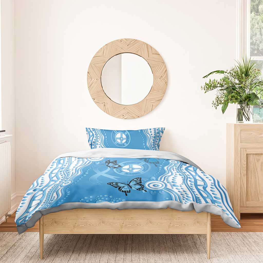 World Diabetes Day Australia Bedding Set Blue Ribbon Butterfly Aboriginal Art - Aussie Hoodie