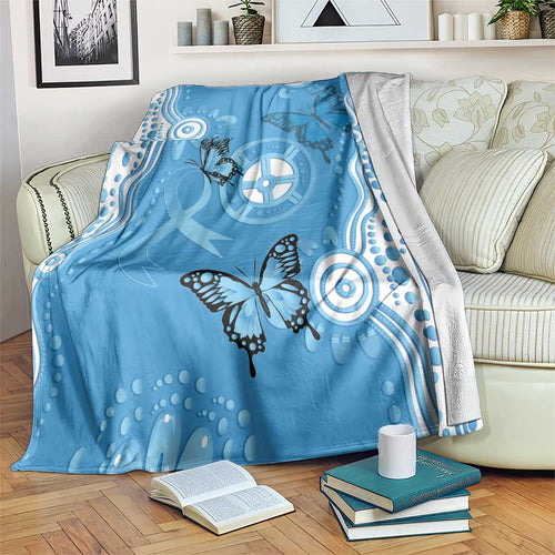 World Diabetes Day Australia Blanket Blue Ribbon Butterfly Aboriginal Art - Aussie Hoodie