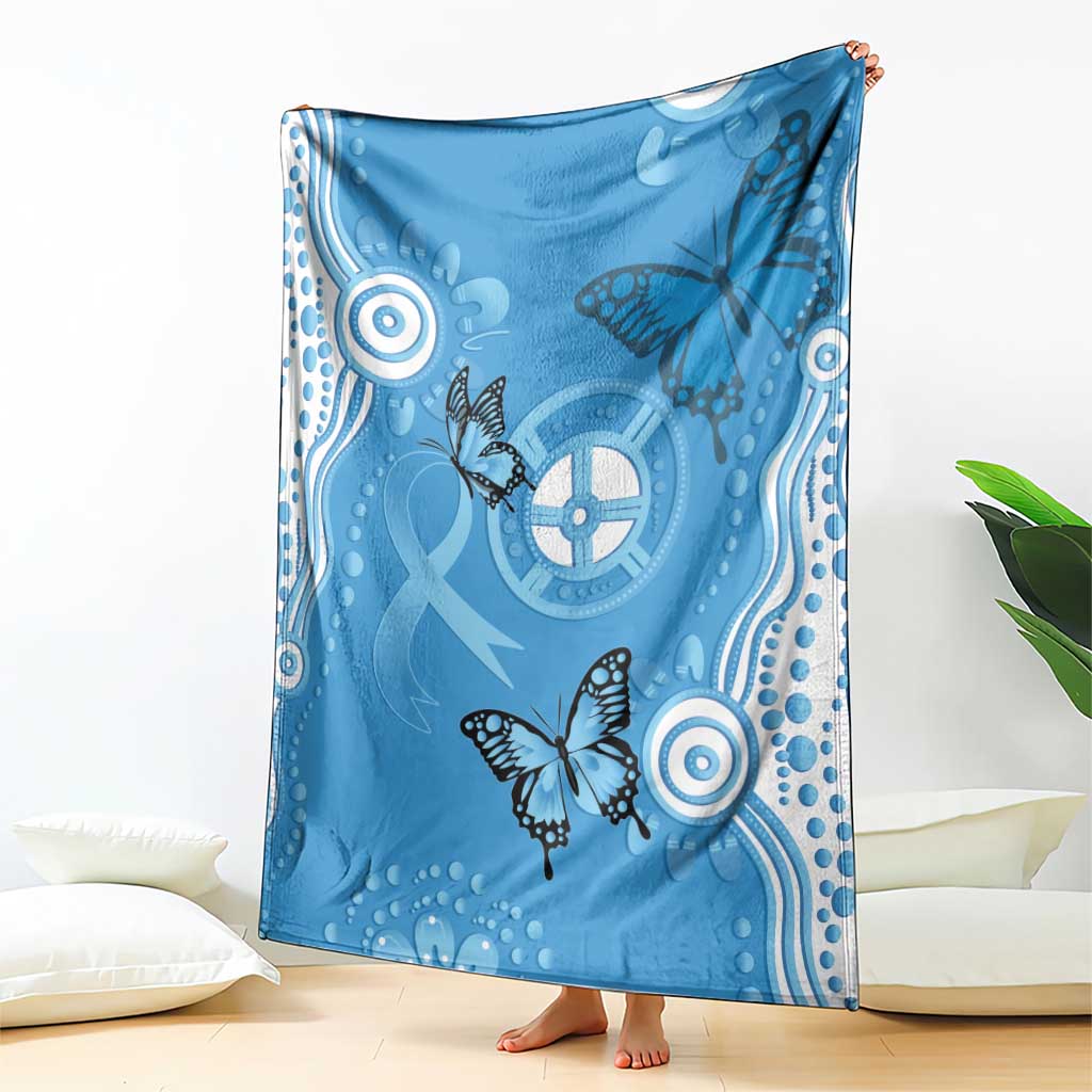 World Diabetes Day Australia Blanket Blue Ribbon Butterfly Aboriginal Art - Aussie Hoodie
