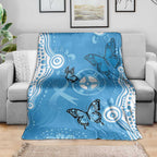 World Diabetes Day Australia Blanket Blue Ribbon Butterfly Aboriginal Art - Aussie Hoodie