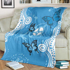 World Diabetes Day Australia Blanket Blue Ribbon Butterfly Aboriginal Art - Aussie Hoodie