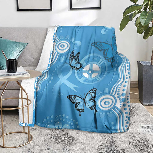 World Diabetes Day Australia Blanket Blue Ribbon Butterfly Aboriginal Art - Aussie Hoodie