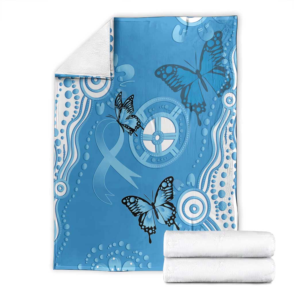 World Diabetes Day Australia Blanket Blue Ribbon Butterfly Aboriginal Art - Aussie Hoodie