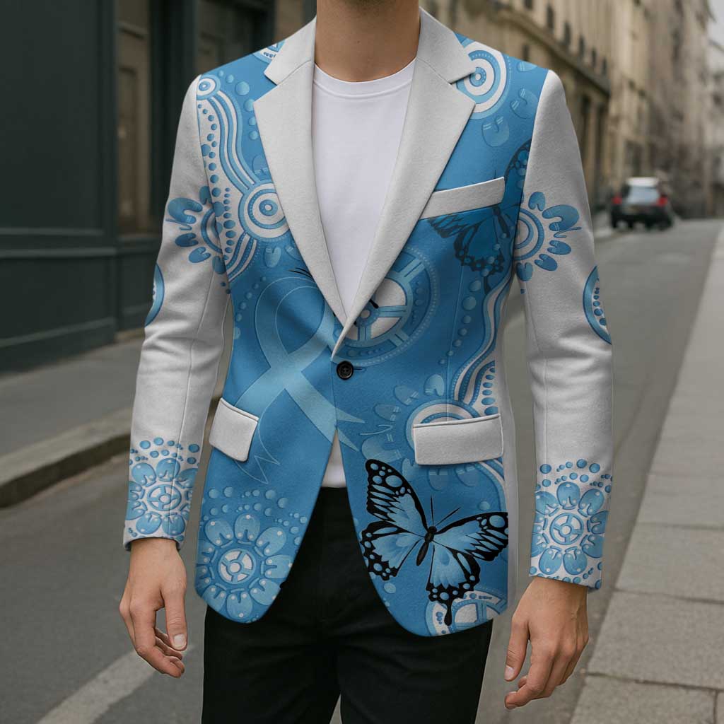 World Diabetes Day Australia Blazer Blue Ribbon Butterfly Aboriginal Art - Aussie Hoodie