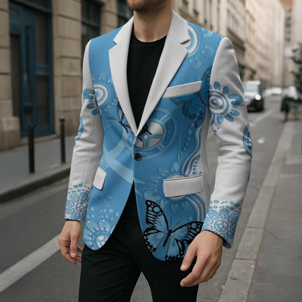 World Diabetes Day Australia Blazer Blue Ribbon Butterfly Aboriginal Art - Aussie Hoodie