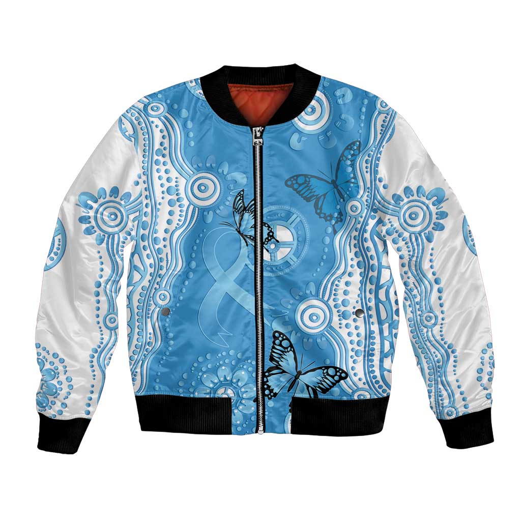 World Diabetes Day Australia Bomber Jacket Blue Ribbon Butterfly Aboriginal Art - Aussie Hoodie