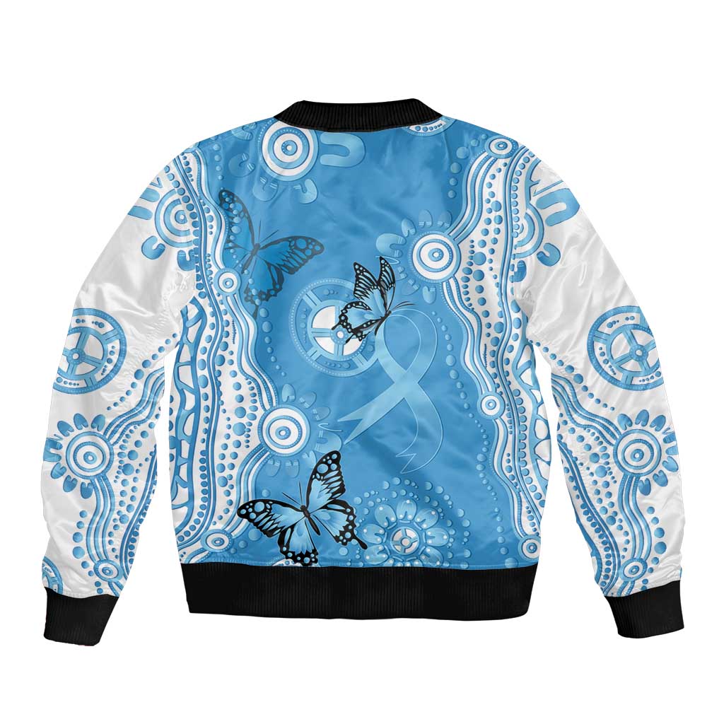 World Diabetes Day Australia Bomber Jacket Blue Ribbon Butterfly Aboriginal Art - Aussie Hoodie