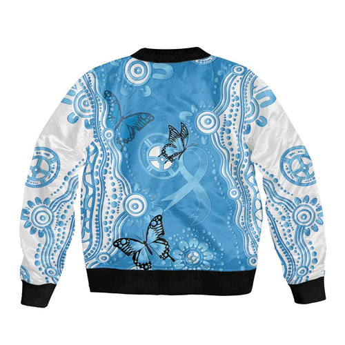 World Diabetes Day Australia Bomber Jacket Blue Ribbon Butterfly Aboriginal Art - Aussie Hoodie