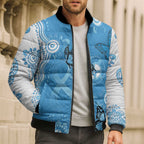 World Diabetes Day Australia Bomber Puffer Jacket Blue Ribbon Butterfly Aboriginal Art - Aussie Hoodie