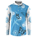 World Diabetes Day Australia Button Sweatshirt Blue Ribbon Butterfly Aboriginal Art - Aussie Hoodie
