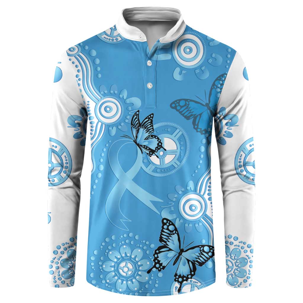 World Diabetes Day Australia Button Sweatshirt Blue Ribbon Butterfly Aboriginal Art - Aussie Hoodie