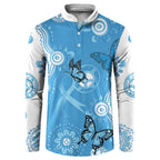 World Diabetes Day Australia Button Sweatshirt Blue Ribbon Butterfly Aboriginal Art - Aussie Hoodie