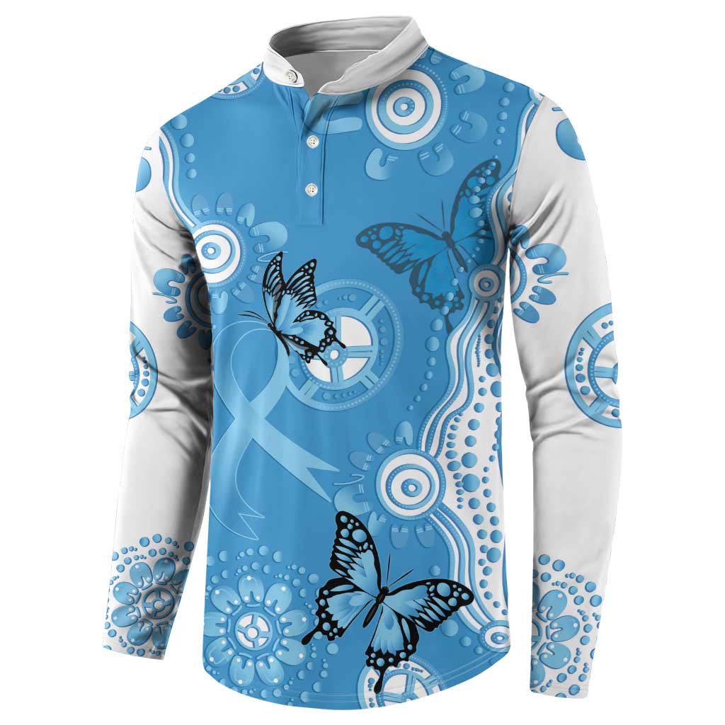 World Diabetes Day Australia Button Sweatshirt Blue Ribbon Butterfly Aboriginal Art - Aussie Hoodie