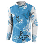 World Diabetes Day Australia Button Sweatshirt Blue Ribbon Butterfly Aboriginal Art - Aussie Hoodie
