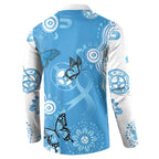 World Diabetes Day Australia Button Sweatshirt Blue Ribbon Butterfly Aboriginal Art - Aussie Hoodie
