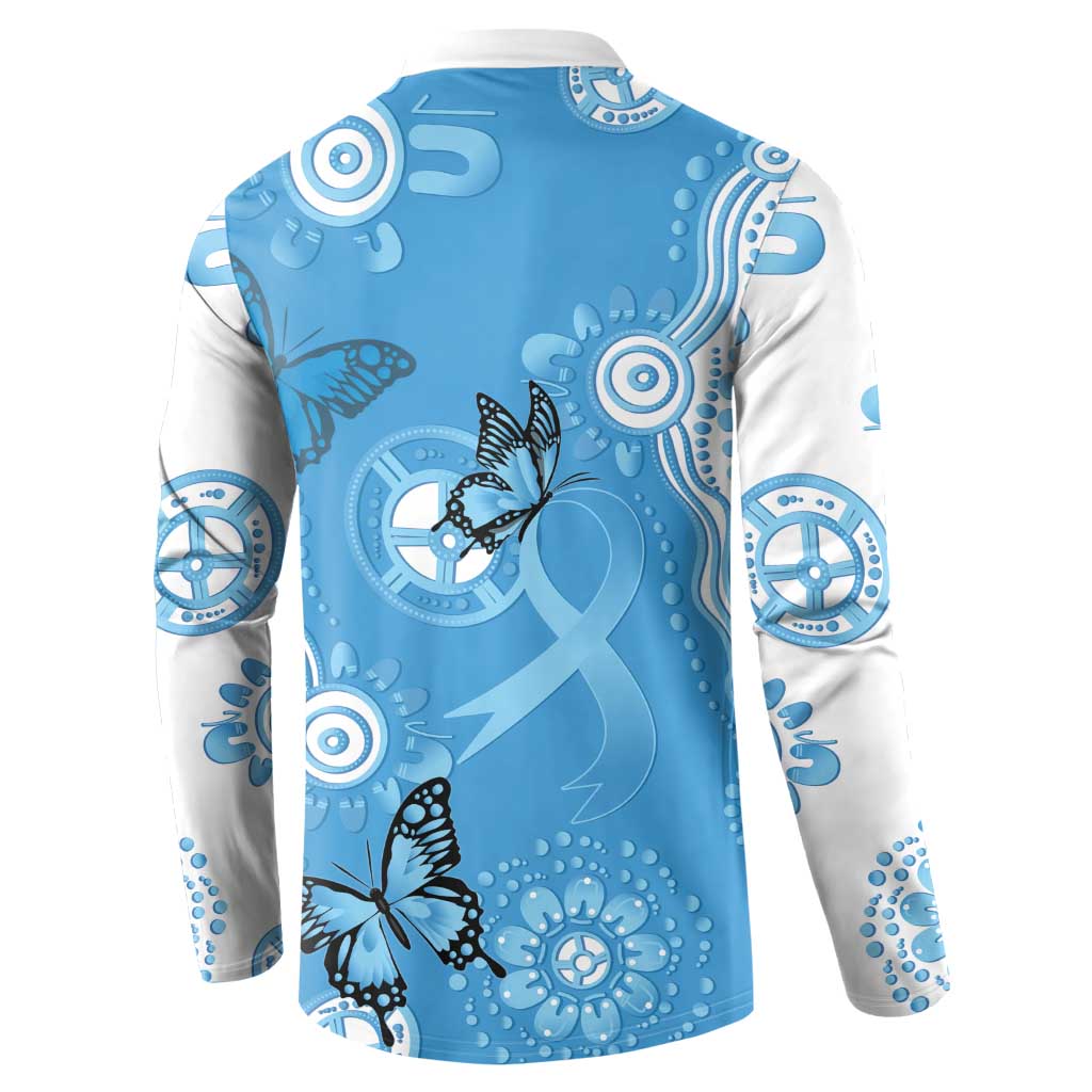 World Diabetes Day Australia Button Sweatshirt Blue Ribbon Butterfly Aboriginal Art - Aussie Hoodie