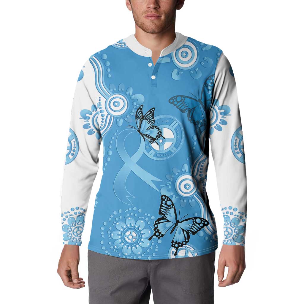 World Diabetes Day Australia Button Sweatshirt Blue Ribbon Butterfly Aboriginal Art - Aussie Hoodie