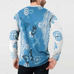 World Diabetes Day Australia Button Sweatshirt Blue Ribbon Butterfly Aboriginal Art - Aussie Hoodie