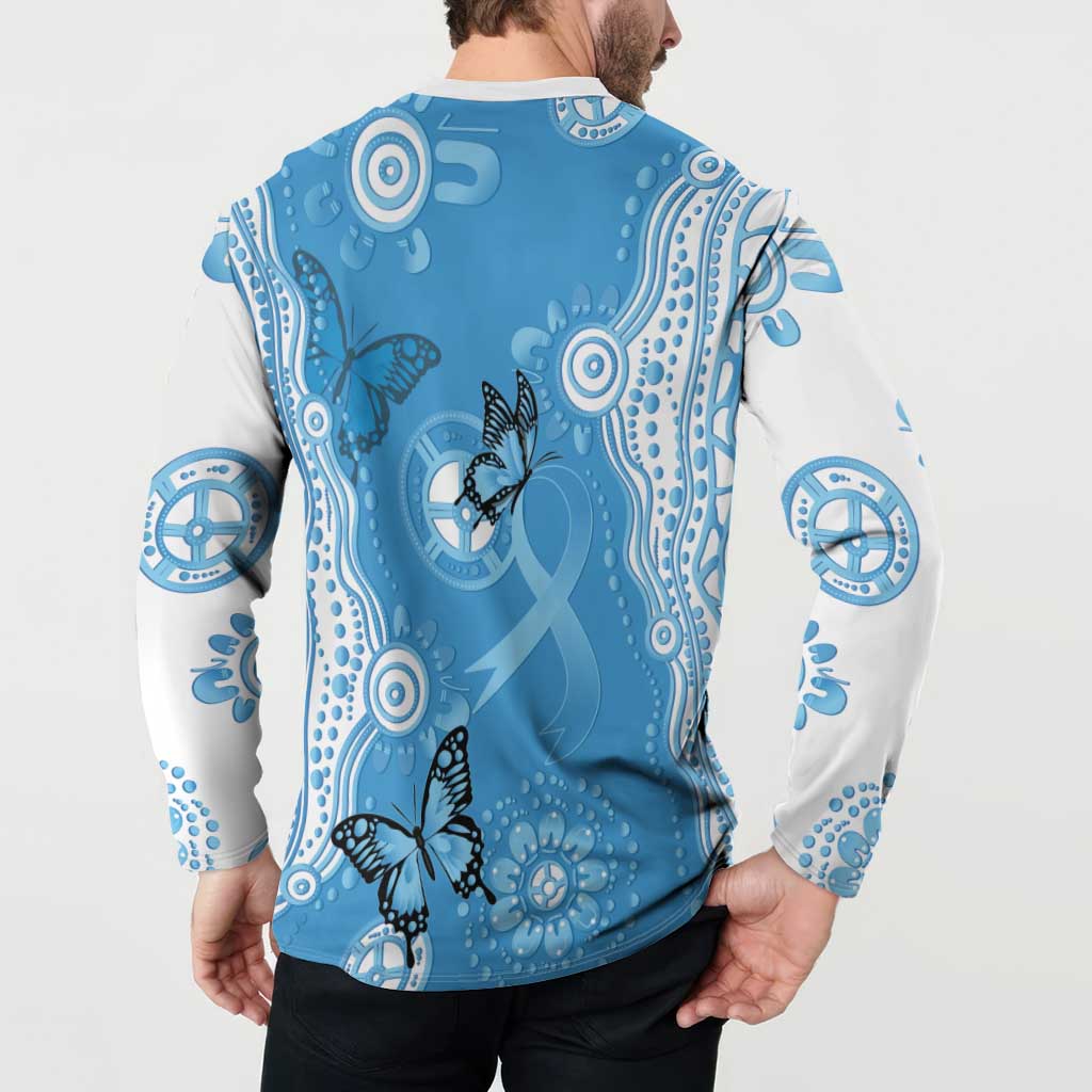 World Diabetes Day Australia Button Sweatshirt Blue Ribbon Butterfly Aboriginal Art - Aussie Hoodie