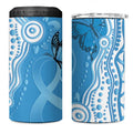 World Diabetes Day Australia 4 in 1 Can Cooler Tumbler Blue Ribbon Butterfly Aboriginal Art - Aussie Hoodie