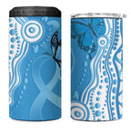World Diabetes Day Australia 4 in 1 Can Cooler Tumbler Blue Ribbon Butterfly Aboriginal Art - Aussie Hoodie
