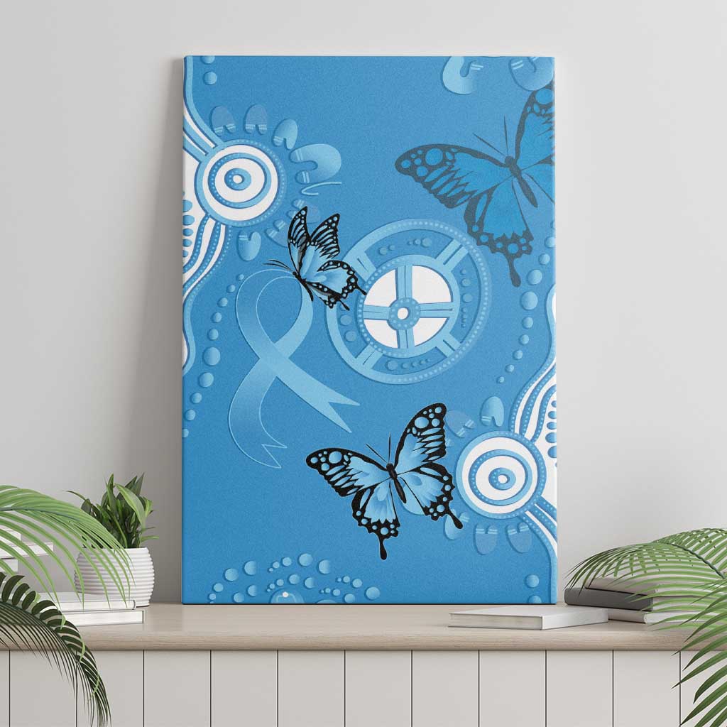 World Diabetes Day Australia Canvas Wall Art Blue Ribbon Butterfly Aboriginal Art - Aussie Hoodie