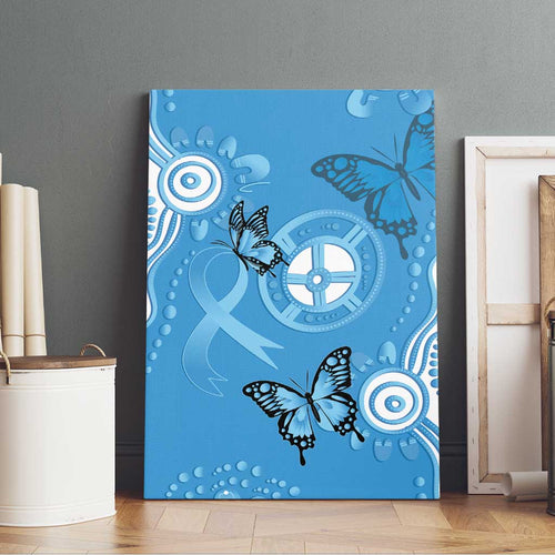World Diabetes Day Australia Canvas Wall Art Blue Ribbon Butterfly Aboriginal Art - Aussie Hoodie
