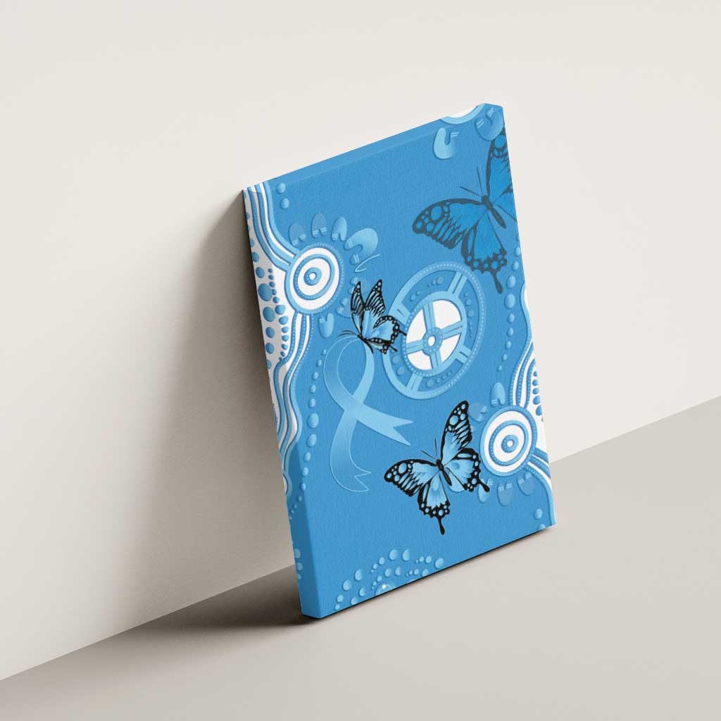 World Diabetes Day Australia Canvas Wall Art Blue Ribbon Butterfly Aboriginal Art - Aussie Hoodie