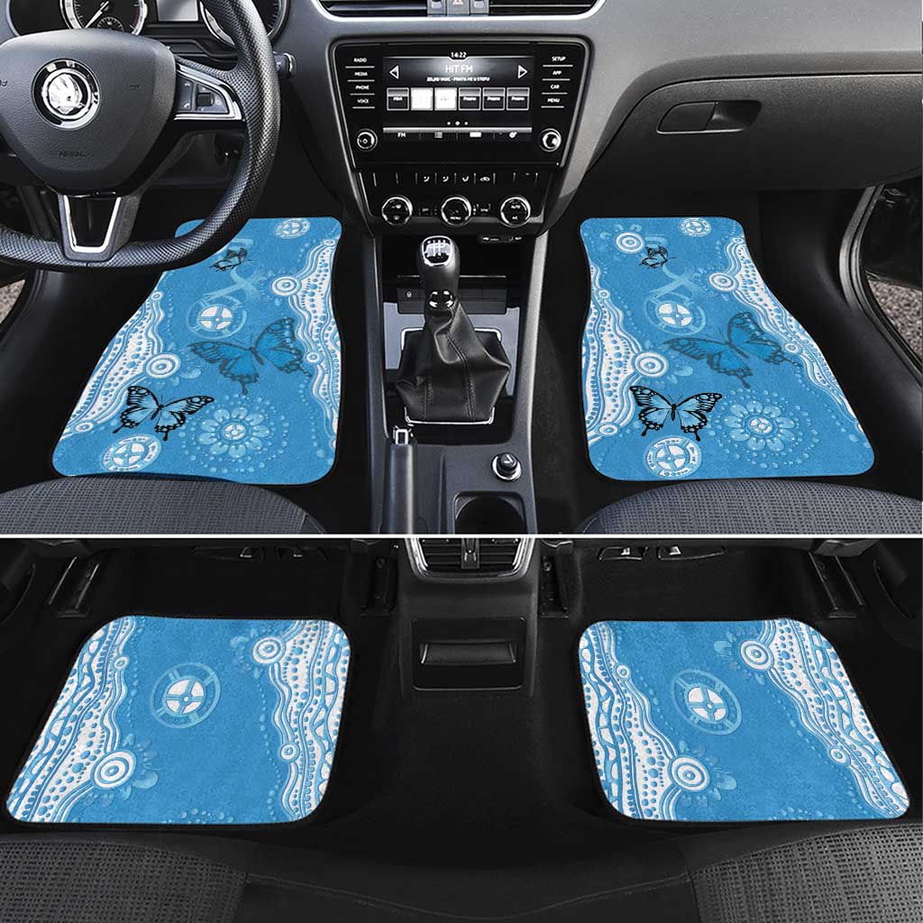 World Diabetes Day Australia Car Mats Blue Ribbon Butterfly Aboriginal Art - Aussie Hoodie