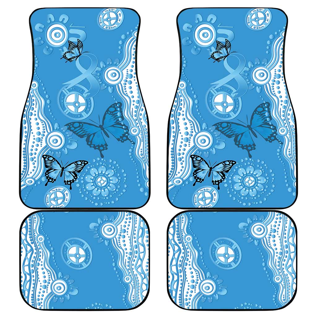 World Diabetes Day Australia Car Mats Blue Ribbon Butterfly Aboriginal Art - Aussie Hoodie