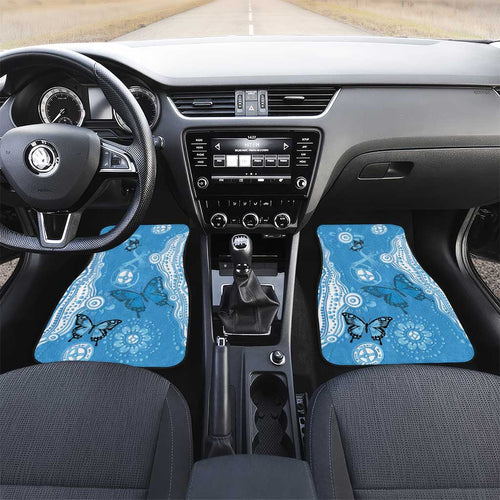 World Diabetes Day Australia Car Mats Blue Ribbon Butterfly Aboriginal Art - Aussie Hoodie