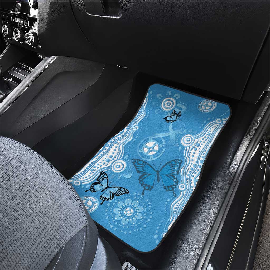World Diabetes Day Australia Car Mats Blue Ribbon Butterfly Aboriginal Art - Aussie Hoodie