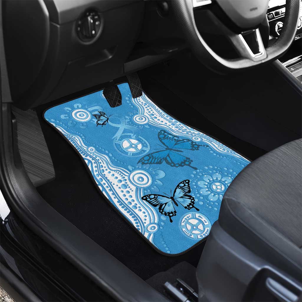 World Diabetes Day Australia Car Mats Blue Ribbon Butterfly Aboriginal Art - Aussie Hoodie