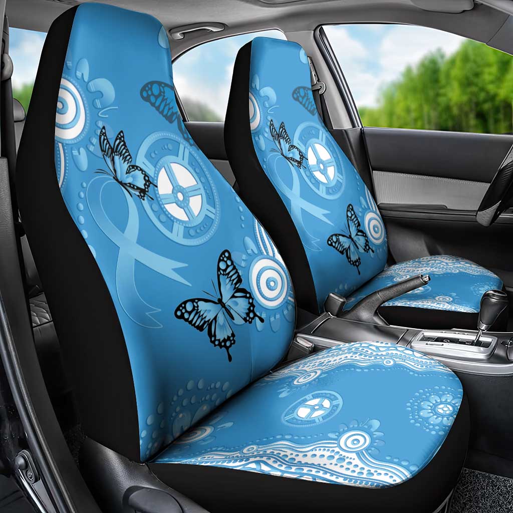 World Diabetes Day Australia Car Seat Cover Blue Ribbon Butterfly Aboriginal Art - Aussie Hoodie