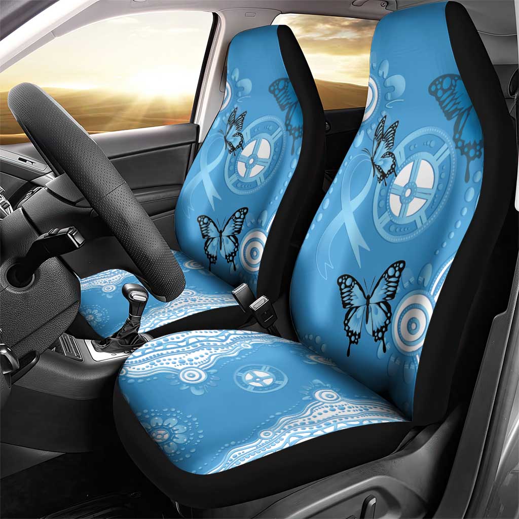 World Diabetes Day Australia Car Seat Cover Blue Ribbon Butterfly Aboriginal Art - Aussie Hoodie