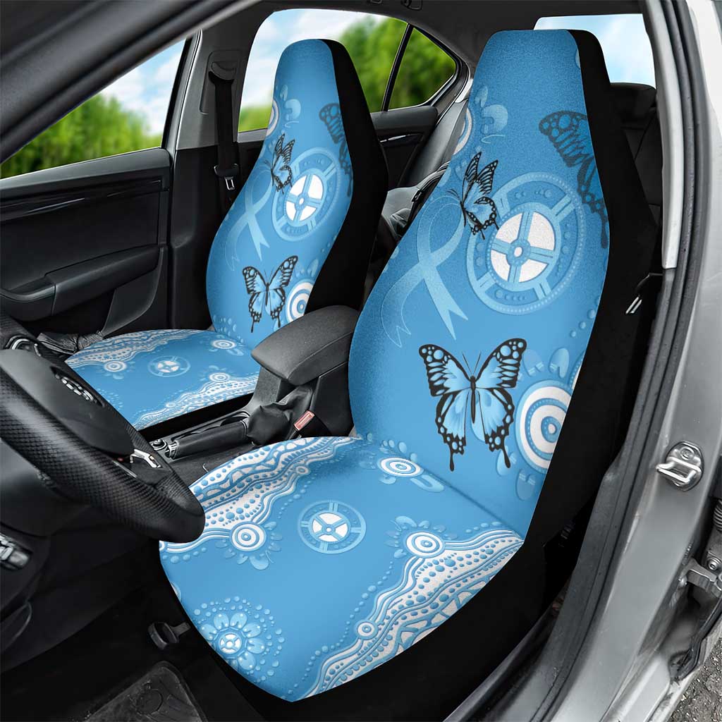 World Diabetes Day Australia Car Seat Cover Blue Ribbon Butterfly Aboriginal Art - Aussie Hoodie