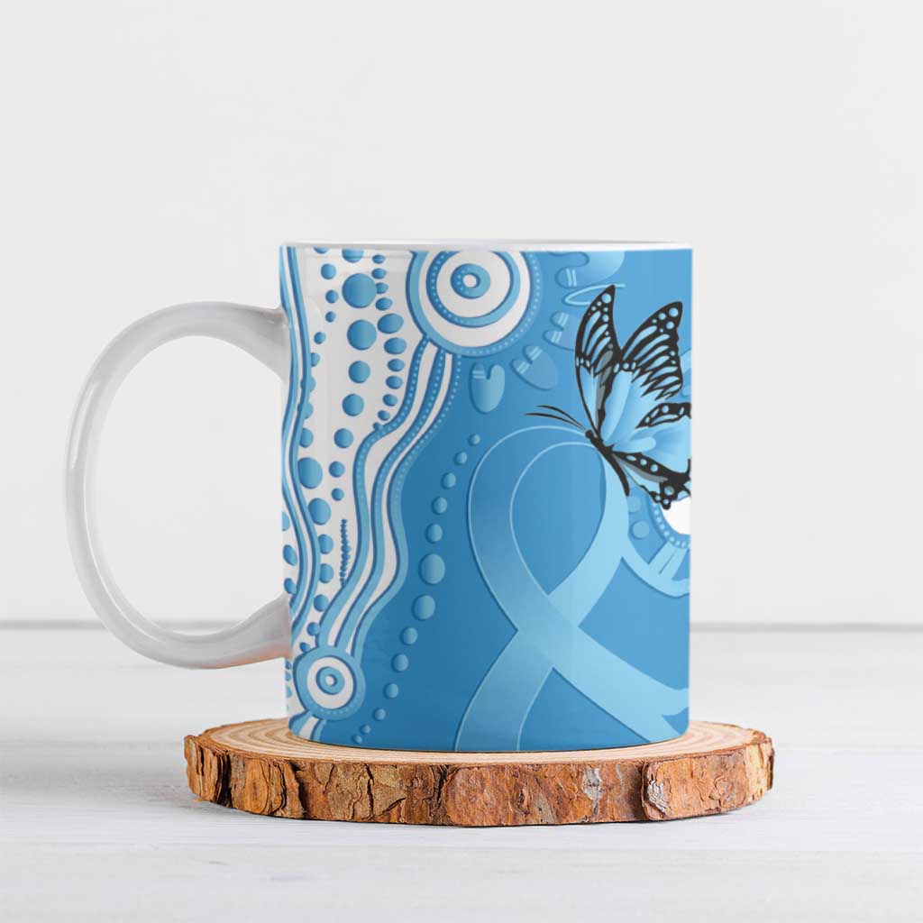 World Diabetes Day Australia Ceramic Mug Blue Ribbon Butterfly Aboriginal Art - Aussie Hoodie