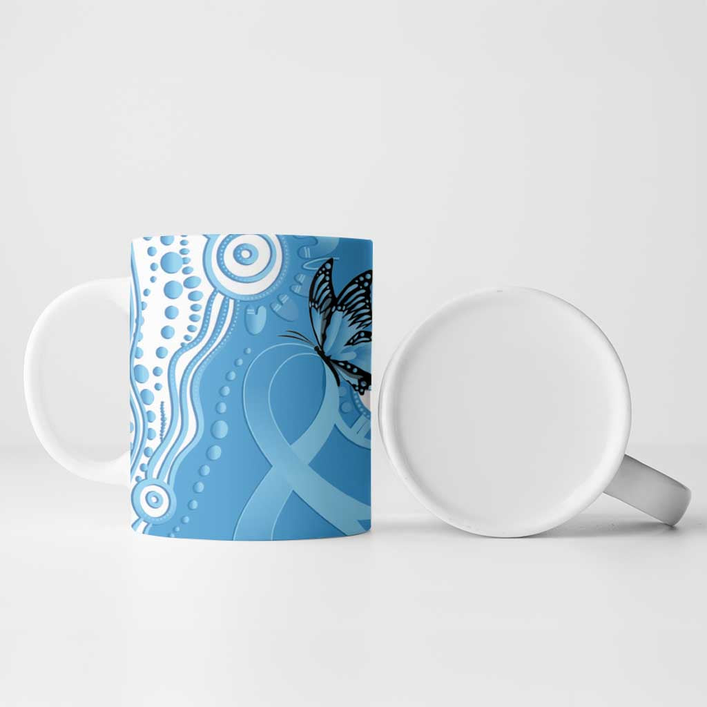 World Diabetes Day Australia Ceramic Mug Blue Ribbon Butterfly Aboriginal Art - Aussie Hoodie