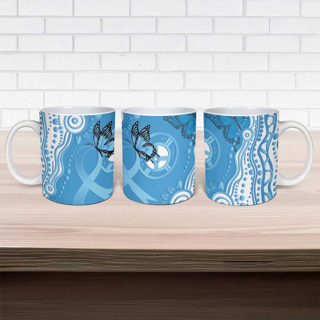 World Diabetes Day Australia Ceramic Mug Blue Ribbon Butterfly Aboriginal Art - Aussie Hoodie