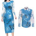 World Diabetes Day Australia Couples Matching Long Sleeve Bodycon Dress and Long Sleeve Button Shirt Blue Ribbon Butterfly Aboriginal Art - Aussie Hoodie